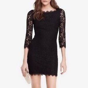 DVF Zarita Scoop Black Lace Dress